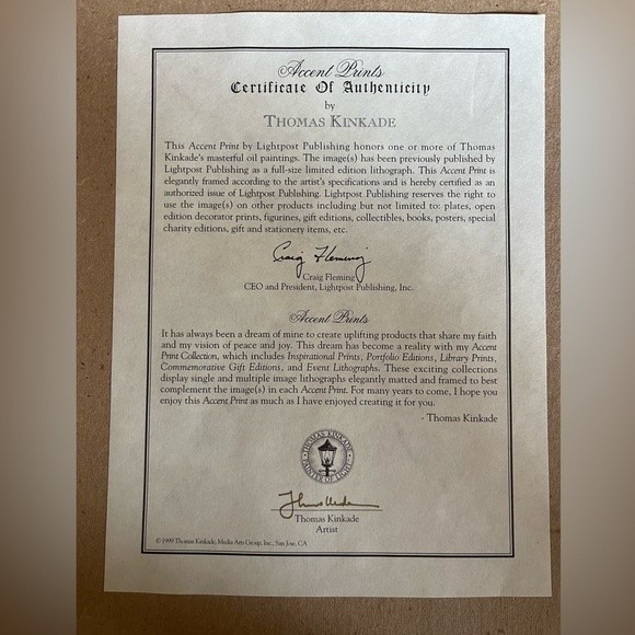 Thomas Kinkade Sweetheart Cottages Matted and Framed Accent Print with COA - Picture 3 of 13